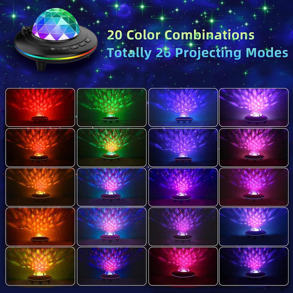 VAORLO RGB Starry Sky Projector Night Lamp Romantic Colorful Nightlight Wireless Blueteeth Speaker Player For Child Birthday Christmas Holiday Gifts