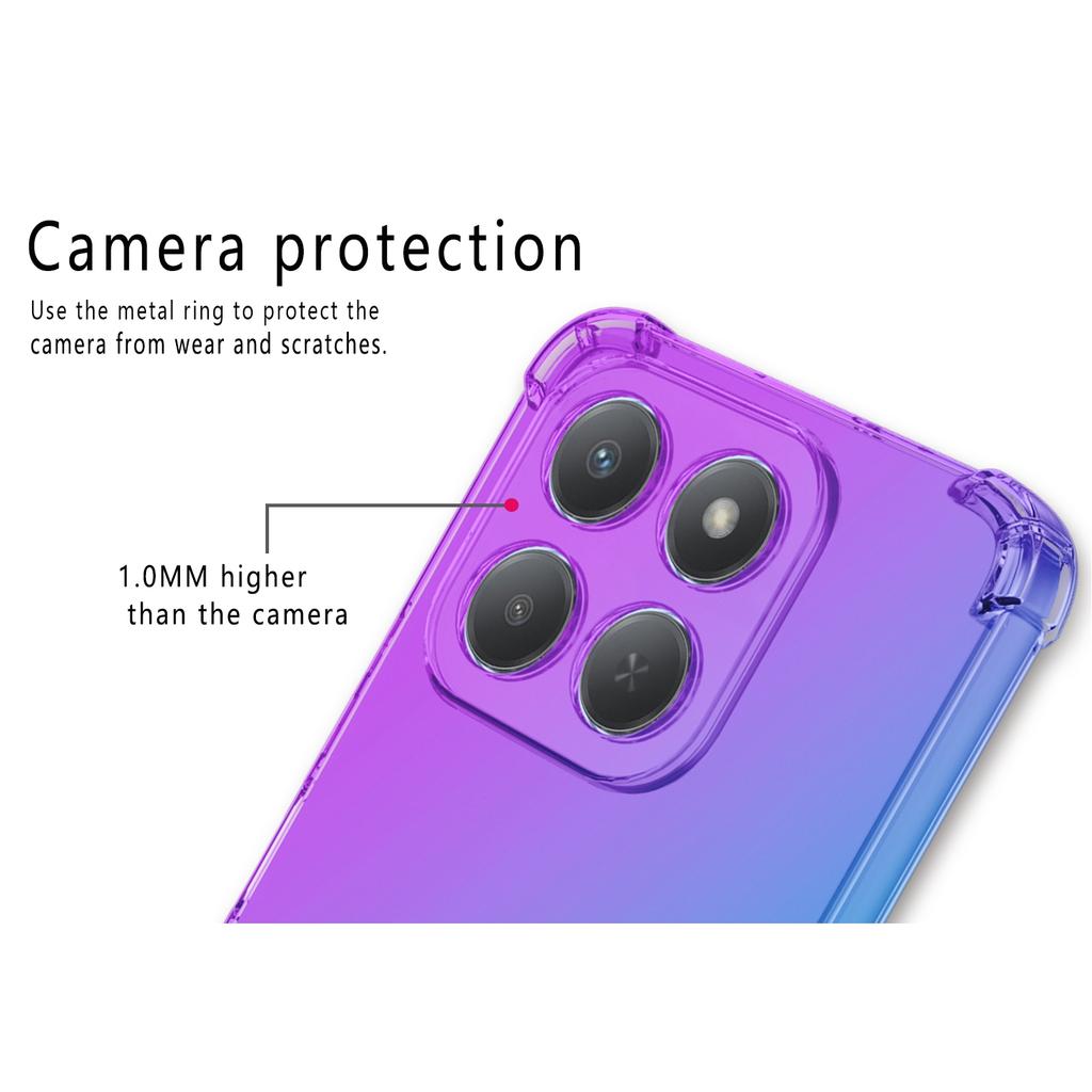 Rainbow Gradient Transparent Case For Honor 400 Smart 5G Four Corners Shockproof Soft Silicone Back Cover For Honor X7D 4G 5G