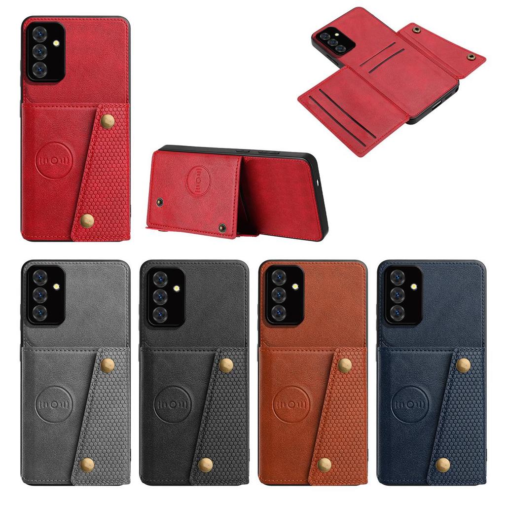 Vintage Leather Card Holder Phone Case for Samsung Galaxy S25+,S25 FE,S24+,S24 FE,S23 FE Card Pockets Dual Snap Buttons Flip Wallet Shell
