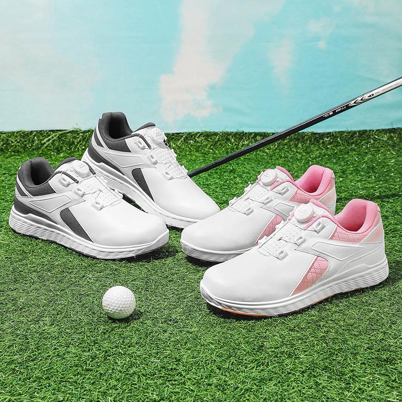 Foreign trade golf shoes men's and women's waterproof rotating button couple golf shoes casual sports shoes