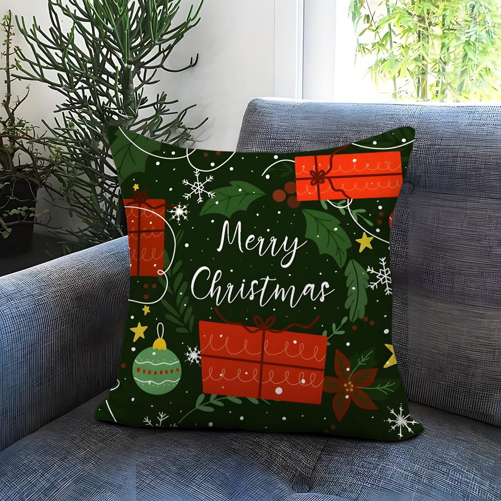 Merry Christmas Cushion Cover Comfortable Reversible Pillow Cover Ideal For Car Sofa Bedroom & Beyond