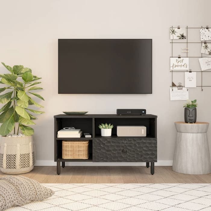 VidaXL TV Stand, Television Cabinet with Legs, TV Unit with Storage Living Room, Modern, Black Wood 356836