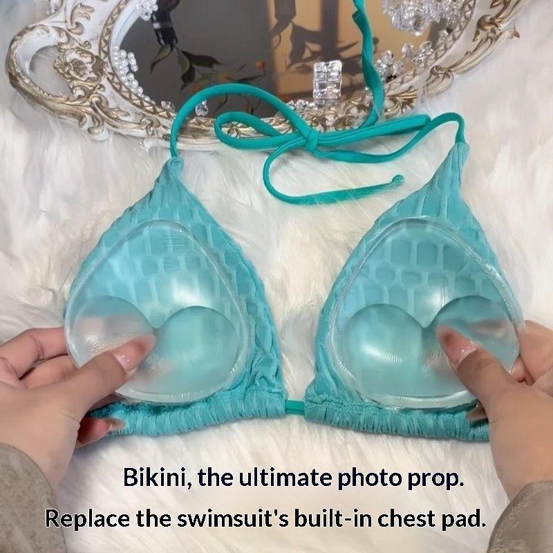 2Pcs Chest Sticky Bra For Bikini Thicken Sponge Bra Pads Breast Push Up Silicone Removeable Inserts Swimsuit Invisible Bra