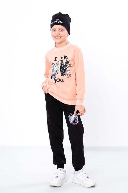 Girls' Outfit – Sweatshirt, Pants & Hat, Brushed Knit, Demi-season, 6168-023-33-5 HC