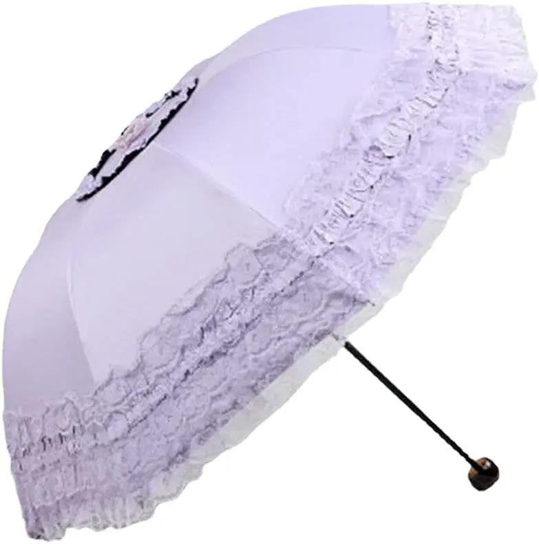 White Lace Umbrella Female Backpack Lolita Strong Portable Beach Umbrella Beautiful Windproof Parasol Paraplu Rain Gear