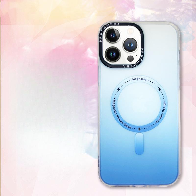 Applicable To IPhone16PROMAX Gradient Magnetic Phone Case, Apple 15 Matte Magsafe Protective Case 13/14