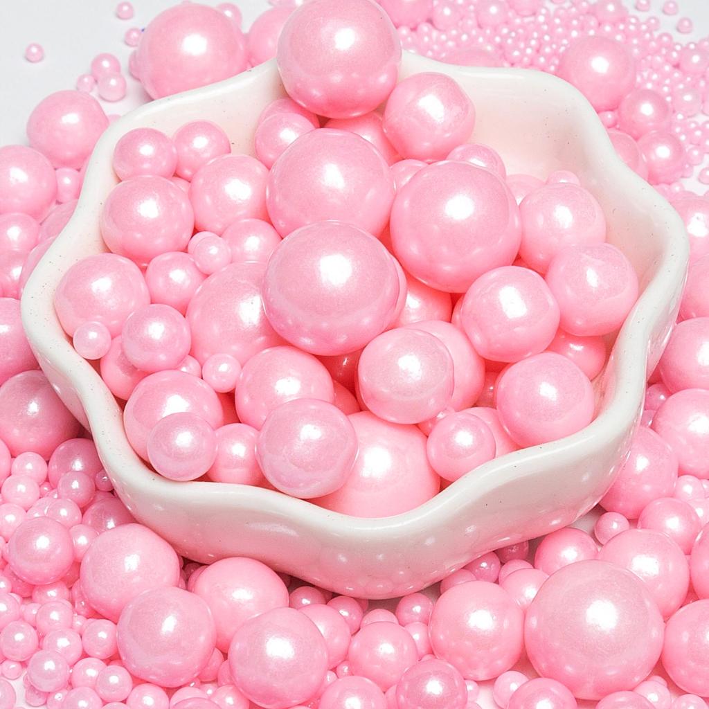 Decorações de Bolo de Pérolas de Açúcar Brancas, Douradas e Prateadas - Bolinhas Redondas para Confeitaria, Sorvete e Panificação - Pérolas de Açúcar Coloridas Mistas em Forma de Agulha.