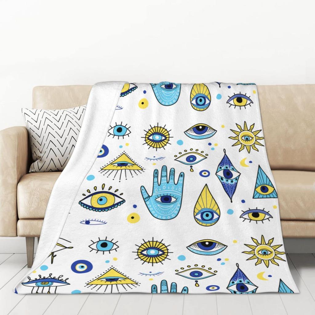 Devil'S Eye Pattern Blanket Flannel Blanket Airplane Travel Decorative Blanket Soft Thermal Bedspread