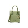 Mercer Logo Charm Leather Accordion Bag Handle Shoulder Crossbody Bag Mini Women Matcha Green