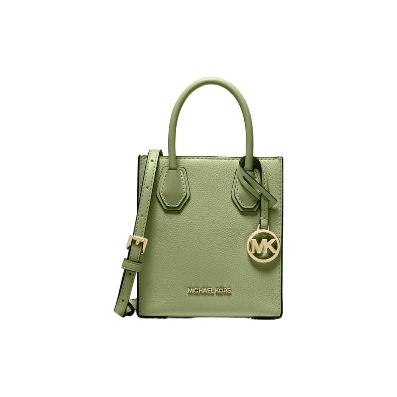 MICHAEL KORS Mercer Logo Charm Leather Accordion Bag Handle Shoulder Crossbody Bag Mini Women Matcha Green зелёный