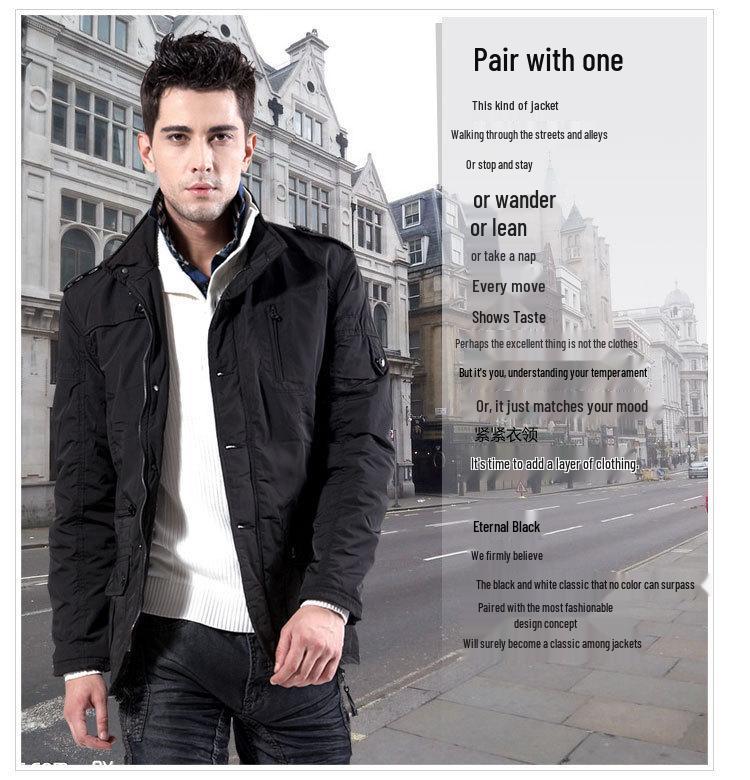 Giacca a vento da uomo taglie forti slim fit di media lunghezza 2026 - Trench casual in cotone per primavera/autunno