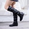 Large Size Women's Boots Women's Boots Europe Station Solid Color Folded Medium Boots