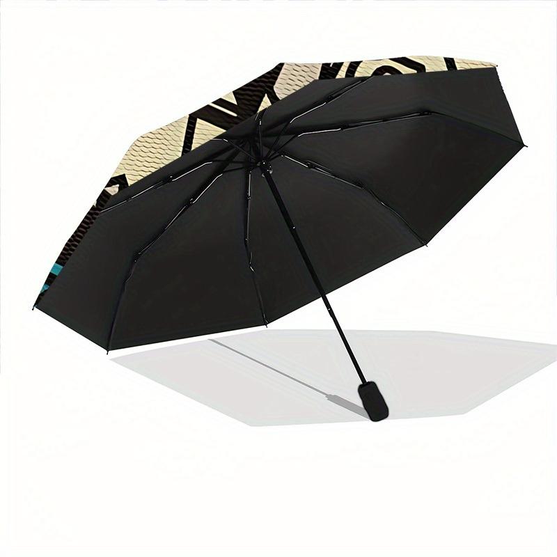 1pc Tribal Pattern Automatic Open/close, All-Season Portable Folding Umbrella, Travel, Everyday, Formal Events - Compact Luxury Parasol, Outdoor Acces