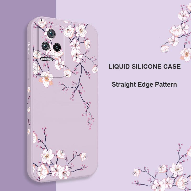 Plum Blossom Phone Case For Xiaomi Poco M6 X6 F6 M5S X5 F5 F4 X4 M5 M4 F3 X3 M3 F2 X2 Pro C40 4G 5G GT Liquid Silica Cover