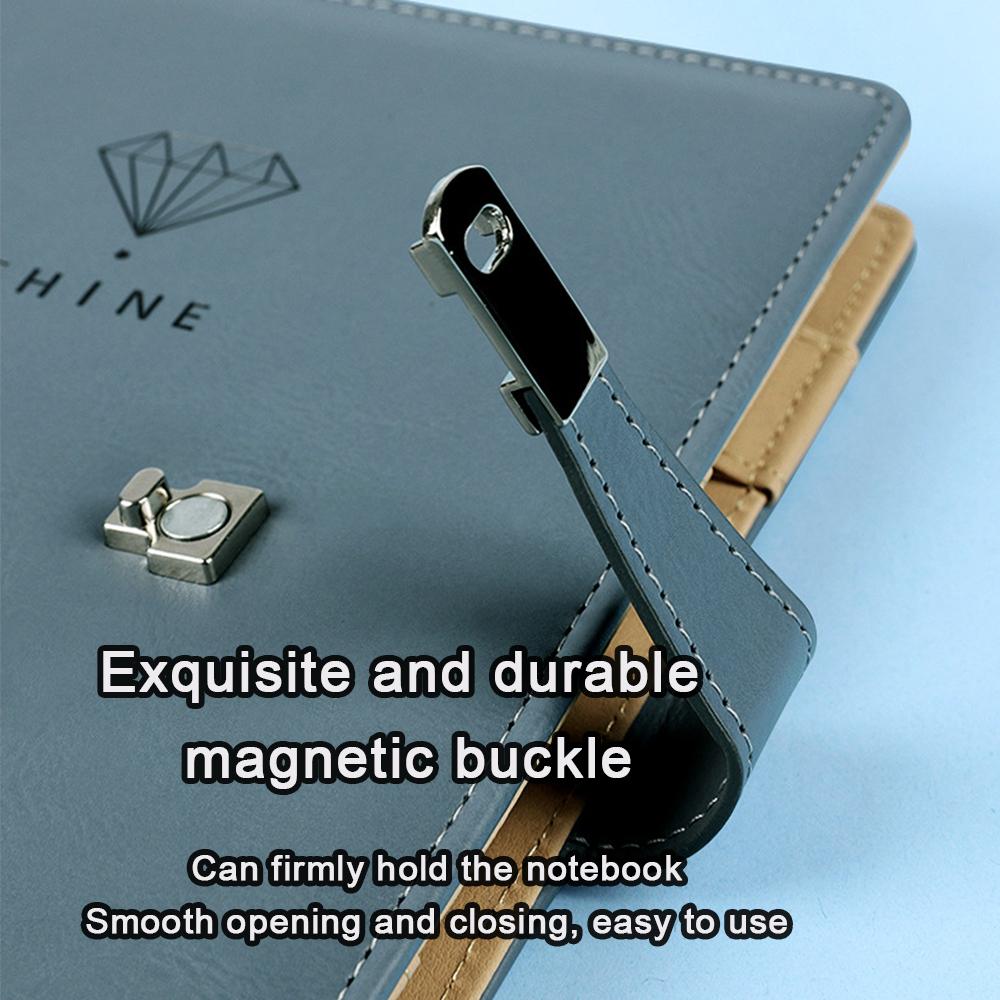 (Can Engrave Logo) A5 High-grade Leather Business Loose-leaf Notebook, Notepad with Magnetic Buckle, Student Diary,