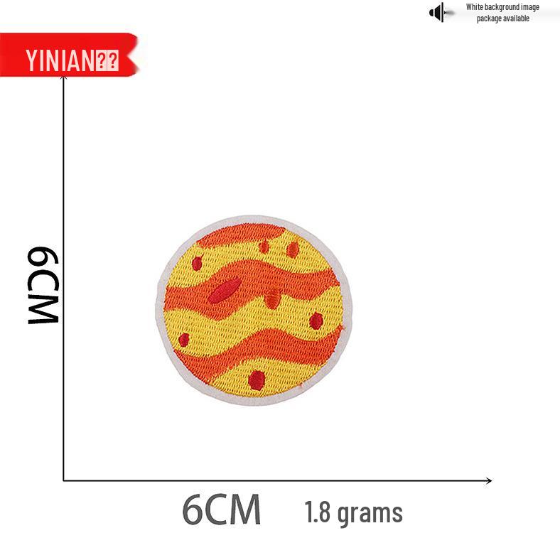 Yi Nian Astronaut Cartoon Embroidery Patch Set: Rocket, Planet, and Badge Decorations.