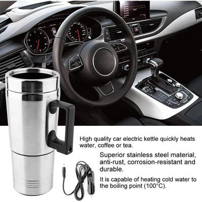 Camping Travel Kettle Electric Heating Car Kettle Stainless Steel Water Coffee Milk Thermal Mug Vehicle Heating Cup 12V 300ml