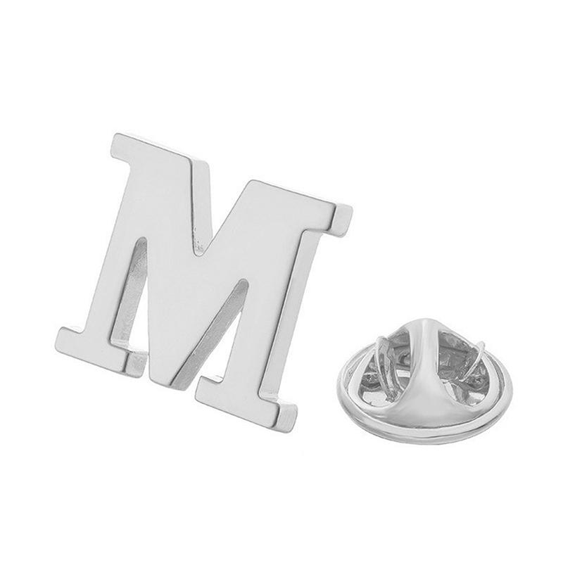High Quality Classic Style Silver Letter A-Z Metal Brooch Women Men'S Lapel Pin Women'S Hat Scarf Backpack Badge Jewellery