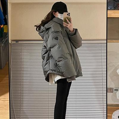 Giacca da pane corta in cotone grigio dal design alla moda per coppie con cappotto da pane unico