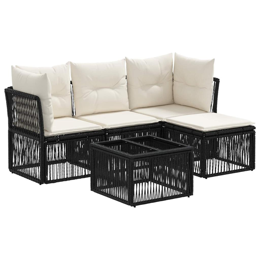 Garden Sofa Set 5 Pcs Black Poly Rattan