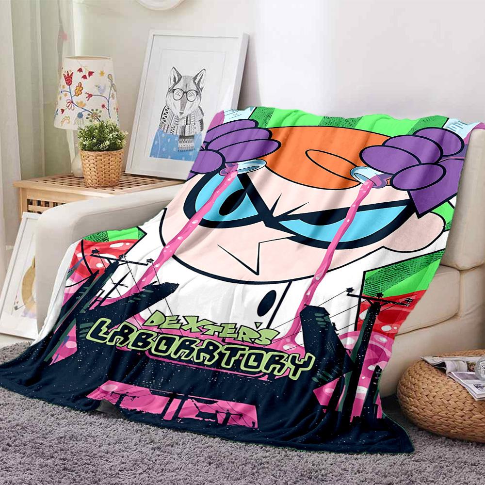 1pc Dexter's Laboratory Cozy Print Blanket Lightweight Warm Flannel Throw Blanket For Sofa, Bed, Living Room