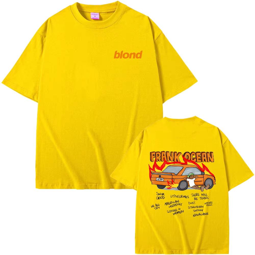 Rapper Frank Ocean Blonde Graphic Print Hip‑Hop Oversized Vintage Merch Men's Retro Fashion Pop‑Music Streetwear Short‑Sleeve T-shirt
