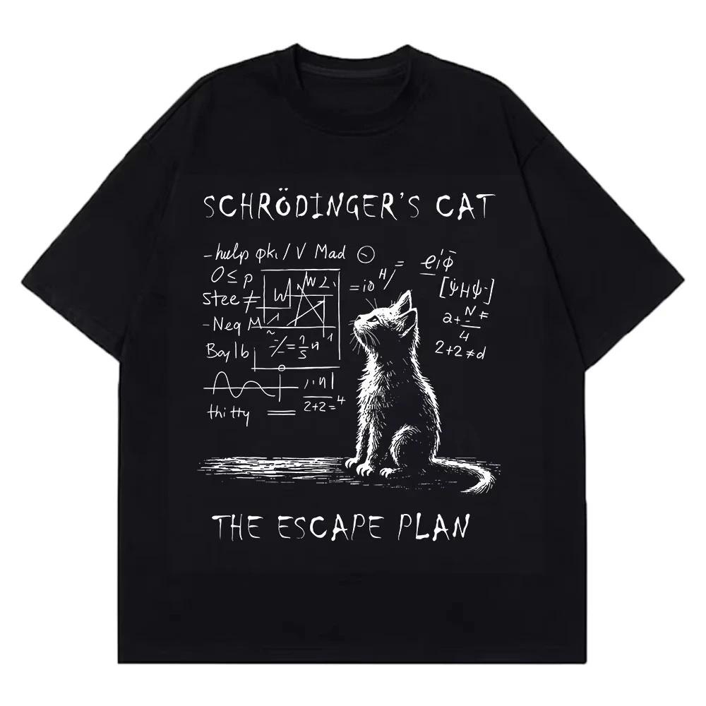 

Schrodinger Cat Physics Quantum Mechanics Creative Print T-Shirt Summer Short Sleeve Streetwear Casual Tee for Women Daily We... S разноцветный