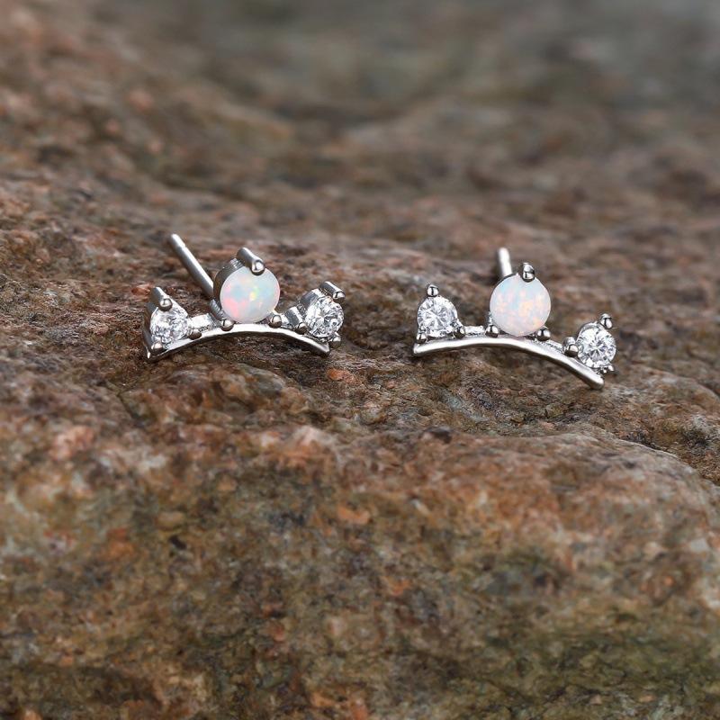 Wish curved opal stud earrings simple niche versatile stud earrings