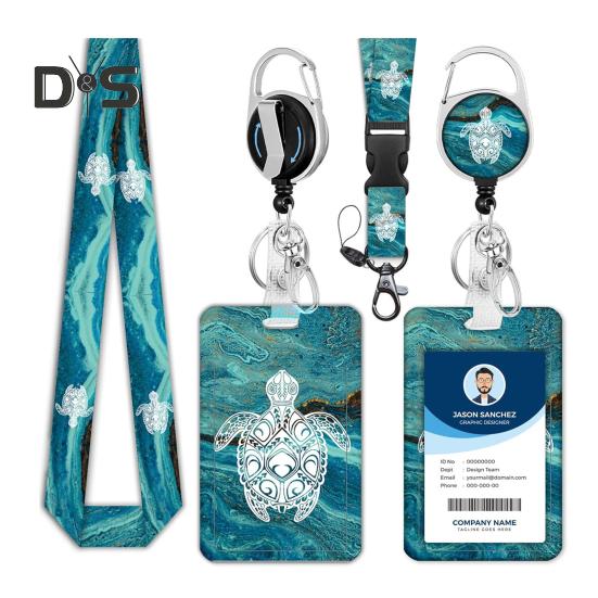 Identyfikator z smyczą, smycz dla nauczyciela z pionowym zwijaczem do identyfikatora i breloczkiem na klucze dla pielęgniarki, urzędnika, nauczyciela, personelu ochrony