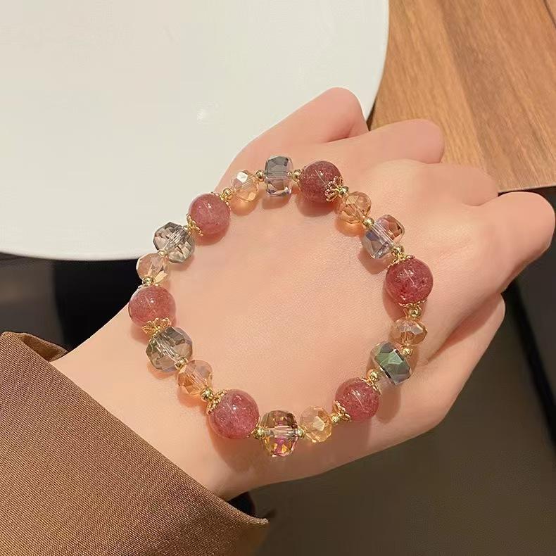Color Girl Light Luxury New Glazed Imitation Strawberry Crystal Bracelet Beaded Bracelet Women Mori Simple Fashion Bracelet
