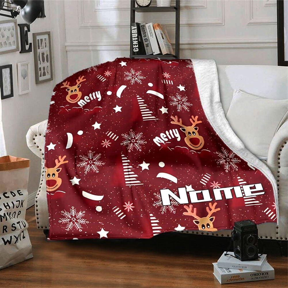 Christmas Reindeer And Snowflakes Home Customize Your Name Blankets Soft And Cozy Lightweight For Year Round Use Perfect For Picnics Sofa Office Bed