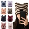Cold Proof Embroidered Hat Keep Warm Pullover Hat Fashion Women Cat Ear Knitted Hat  Outdoor Sports
