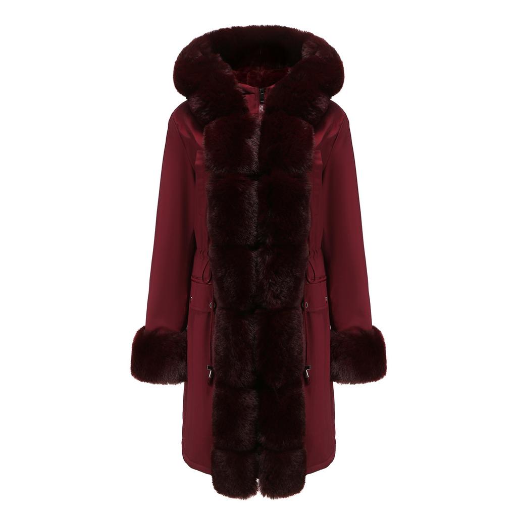 Women's Autumn and Winter Velvet Cotton-padded Clothes Women's Removable Fur Collar Warm Pie Overcome
