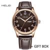 HELEI Sport Men Watch Top Brand Luxury Military Waterproof Male Clock Quartz Business Original Leather Wristwatch Gift 9007AL