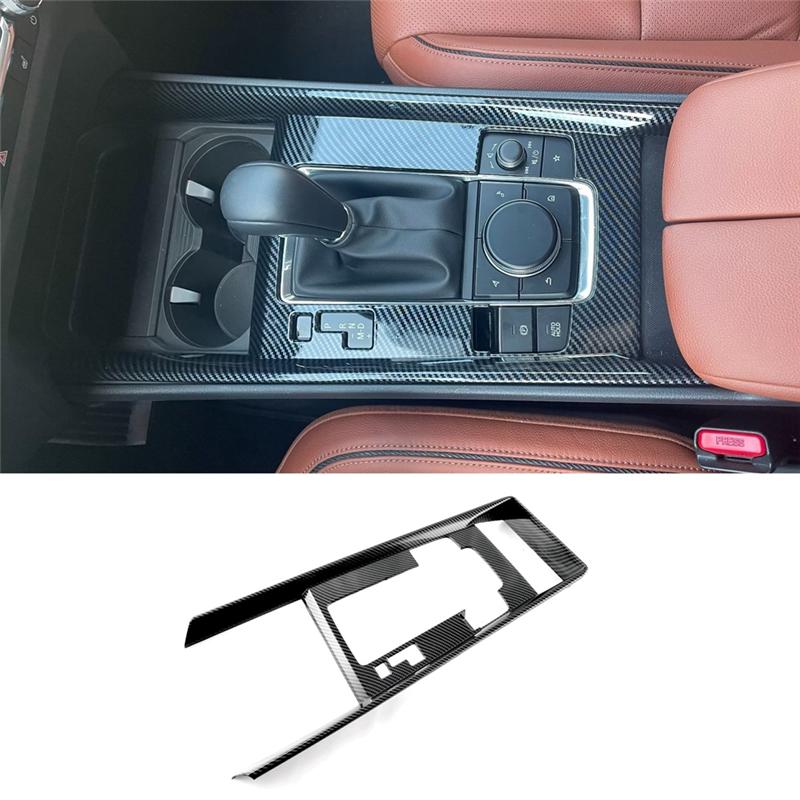 A87Q-For Mazda CX-50 CX50  Car Gear Shift Panel Cover Trim Protection Sticker Interior Accessories (ABS Carbon Fiber)