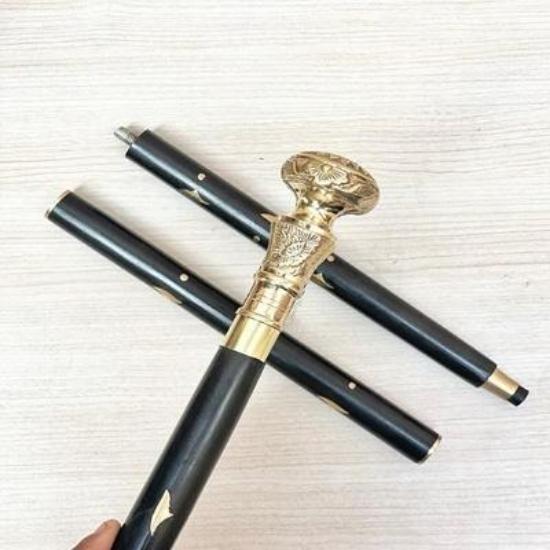 Antique Style Victorian Vintage Designer Brass Handle Cane Wooden Walking Stick