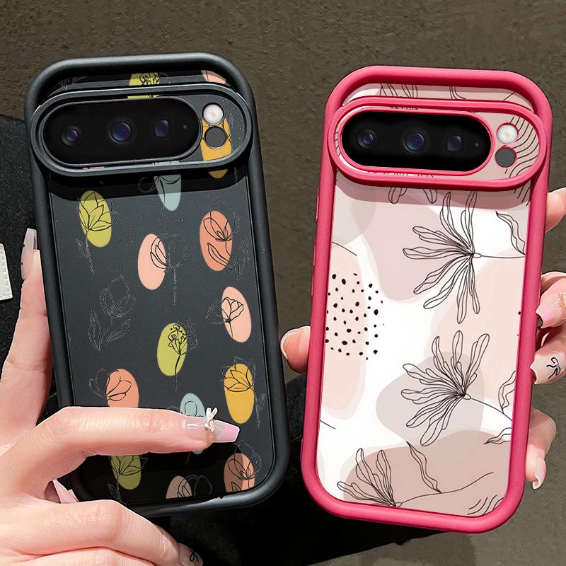 Line Plant Leaf Print Case For Google Pixel 10 Pro XL 9 8 7 Pro Shockproof Bumper Soft Silicone Phone Back Cover For Google 9A 8A 7A