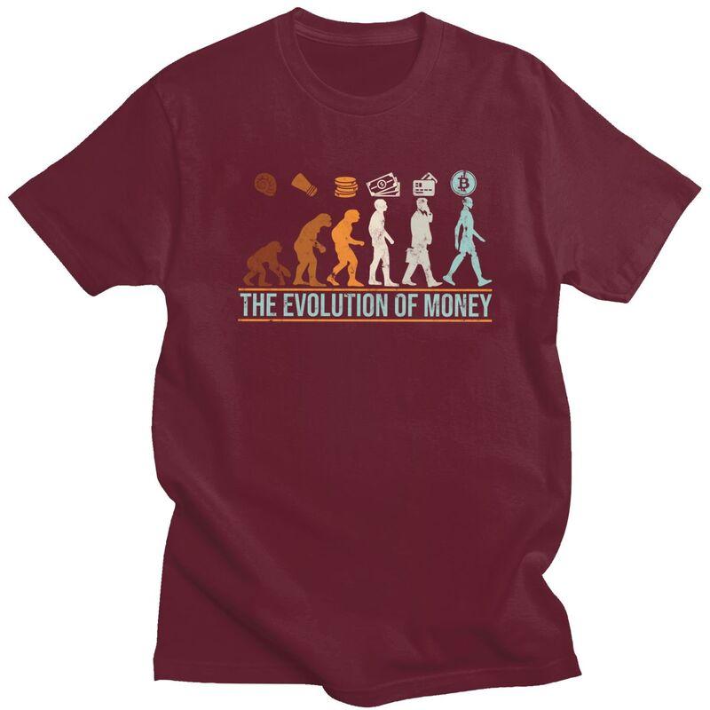 Custom Classic Evolution Of Money Bitcoin T Shirt Men BTC Crypto Coins Tshirt Streetwear Tee Tops Pure Cotton Oversized Tshirt