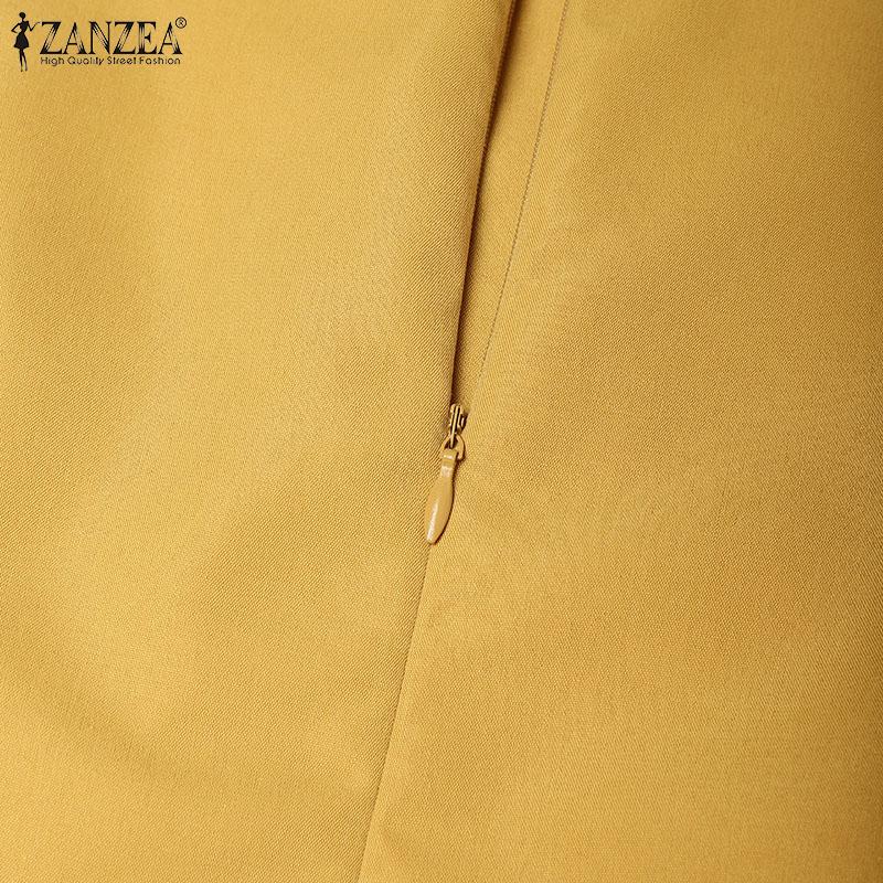 ZANZEA Kvinners avslappet sommerkjole med rund hals og korte ermer