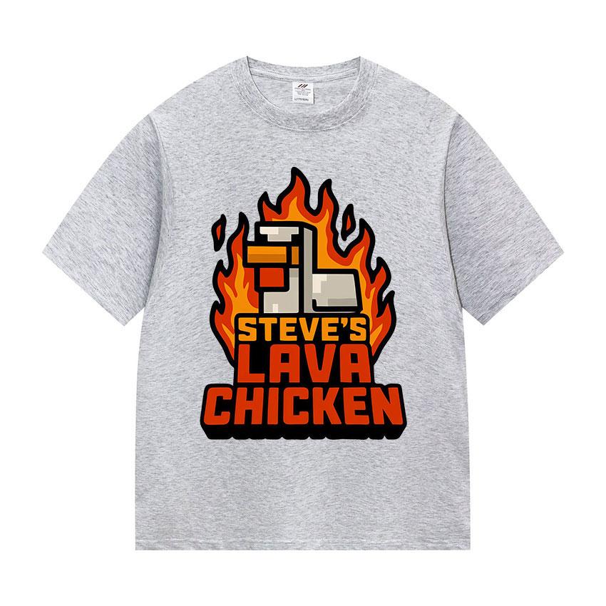 Steve‘s Lava Chicken Jockey Funny Meme T Shirts Men Women Fashion Humor Cotton T-shirts Vintage Oversized Short Sleeve Tops Tees