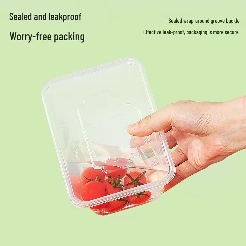 Baijie Rectangular Disposable Plastic Takeout Boxes with Lids, 1000ml, 50-Pack