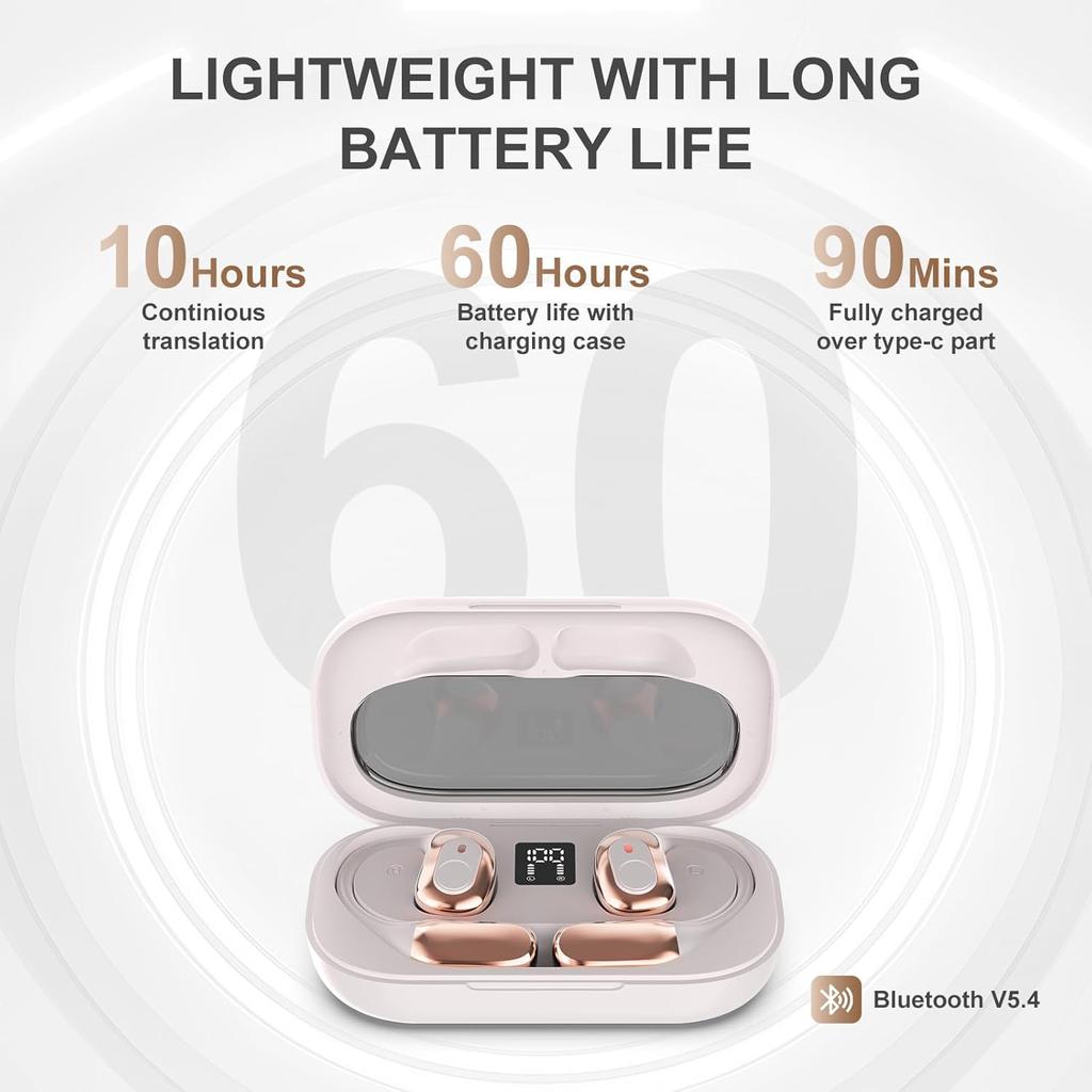 AI Translatior Earbuds Real Time,144+ Language Tow-Way Translation Headphones,Spanish English Translating Device with APP,Bluetooth Headphones Ear