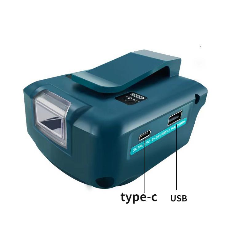 For Makita 14.4V/18V Lion Battery Dual USB converter Port with LED Light Spotlight Outdoor Flashlight for Makita Batteries