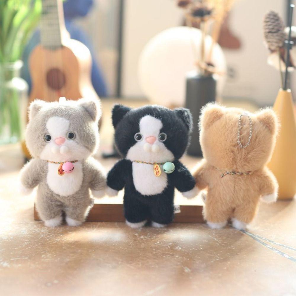 Fluffy Cat  Plush Bag Pendant Girl Heart Stuffed Kitten Keyring  Hanging Accessory