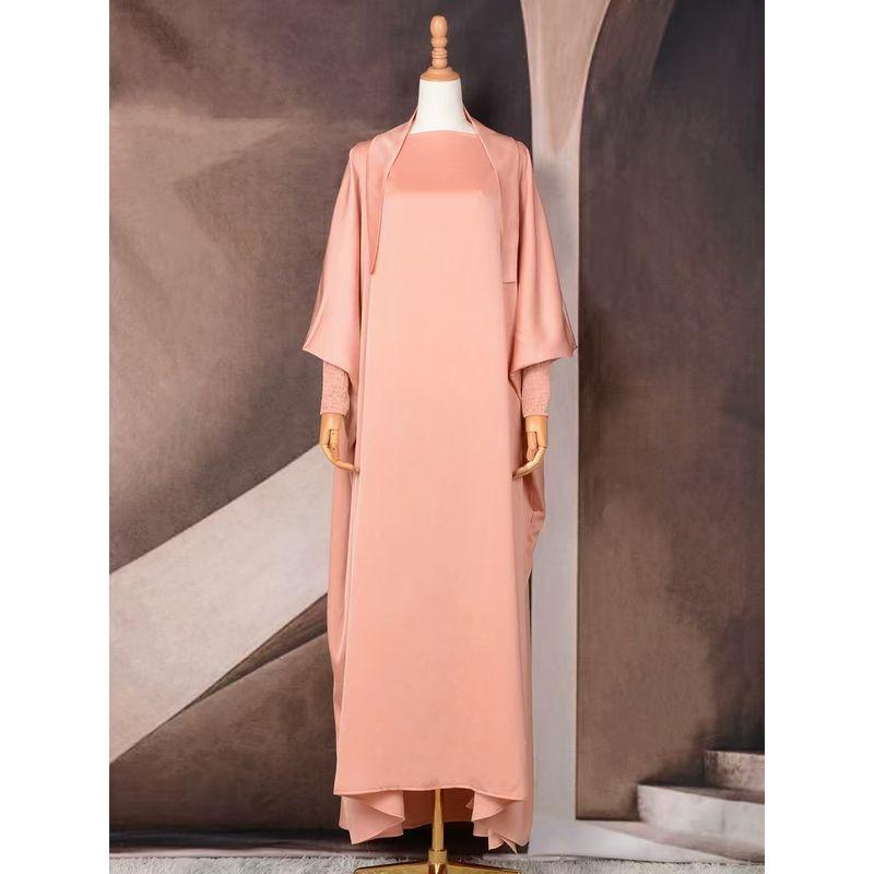 

New Arrival Middle East Dubai Fashion Elegance Bat Sleeve Robe Dress Bat Sleeve Robe Pink All yards