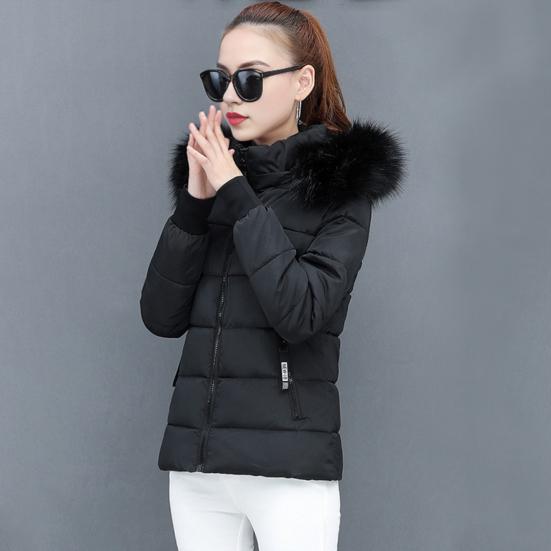 Winter Down Coat Padded Hooded Pockets Zip-up Parka Windproof Heat Retention