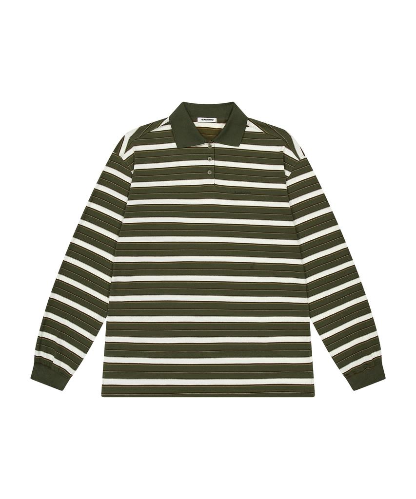 Saendeulig Stripe Overfit Collar T-Shirt_Khaki