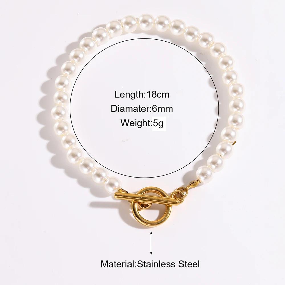 Minimally New High-end and Atmospheric Women's Imitation Pearl Stainless Steel Bracelet Zircon Can Be DIY Zircon Gift Wholesal