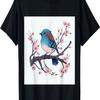 Stylish Eastern Blue Bird On Cherry Blossom Branch T-Shirt