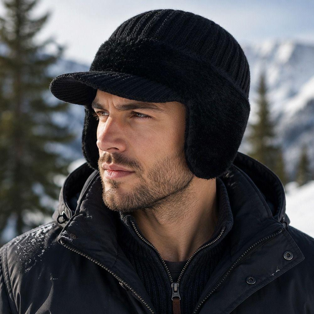 Warm Thermal Winter Hat Fleece Lined Baseball Cap Fashion Knit Beanie Hat Outdoor